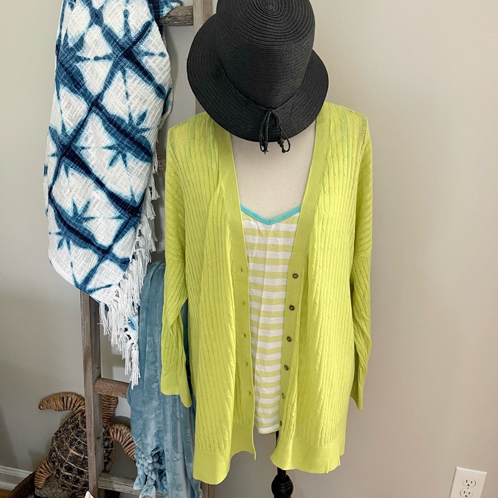 JCP Linen Blend 2X Cardigan w Matching Tank